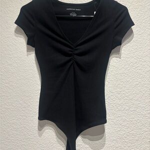 American Eagle Outfitters Black Gathered Bodysuit